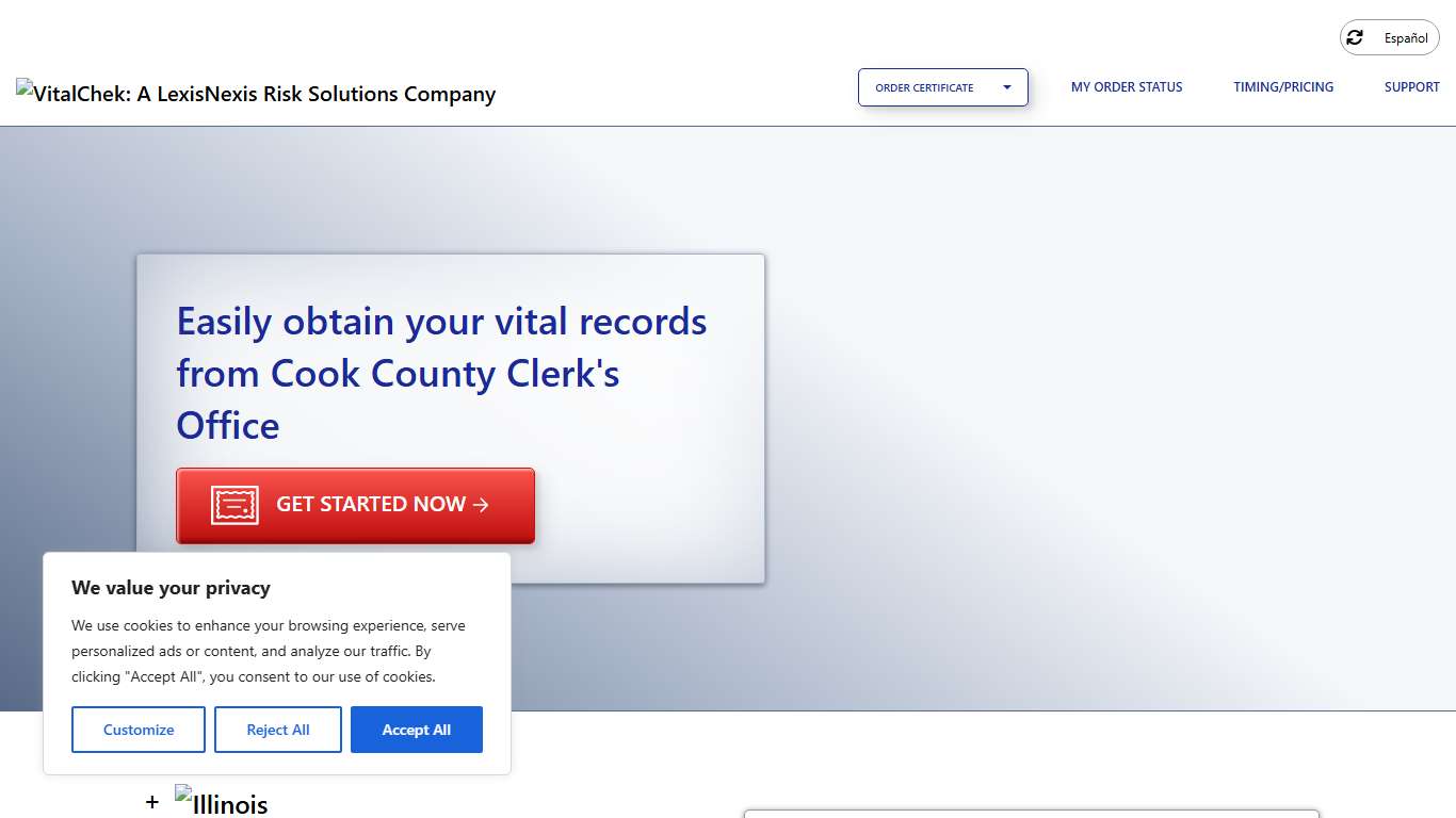 Cook County Clerk's Office (IL) | Order Certificates - VitalChek